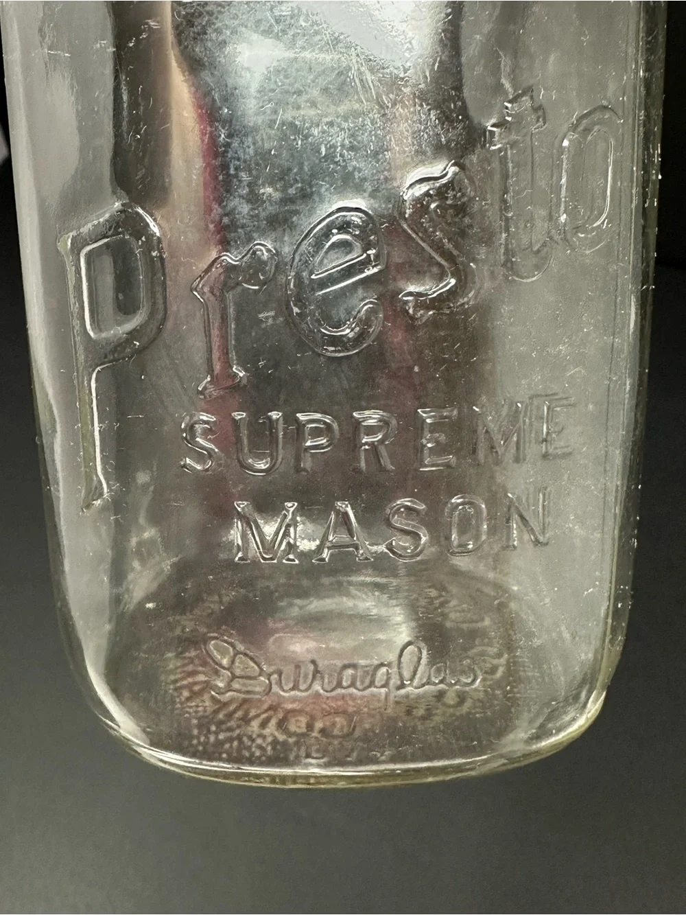 Vintage Presto Supreme Mason Jar Zinc Cap w/ Glass Lid Insert Owens-Illinois Co.